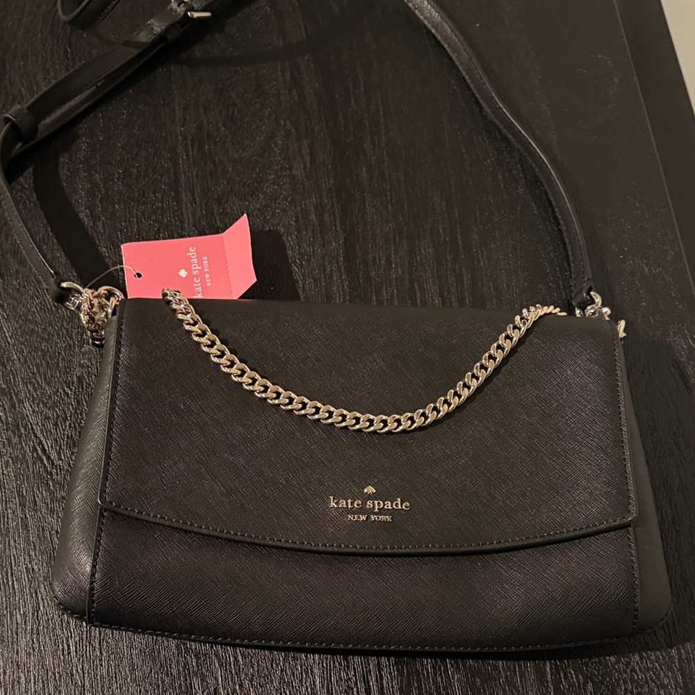 NWT Kate Spade Black Crossbody Bag with Chain Detail